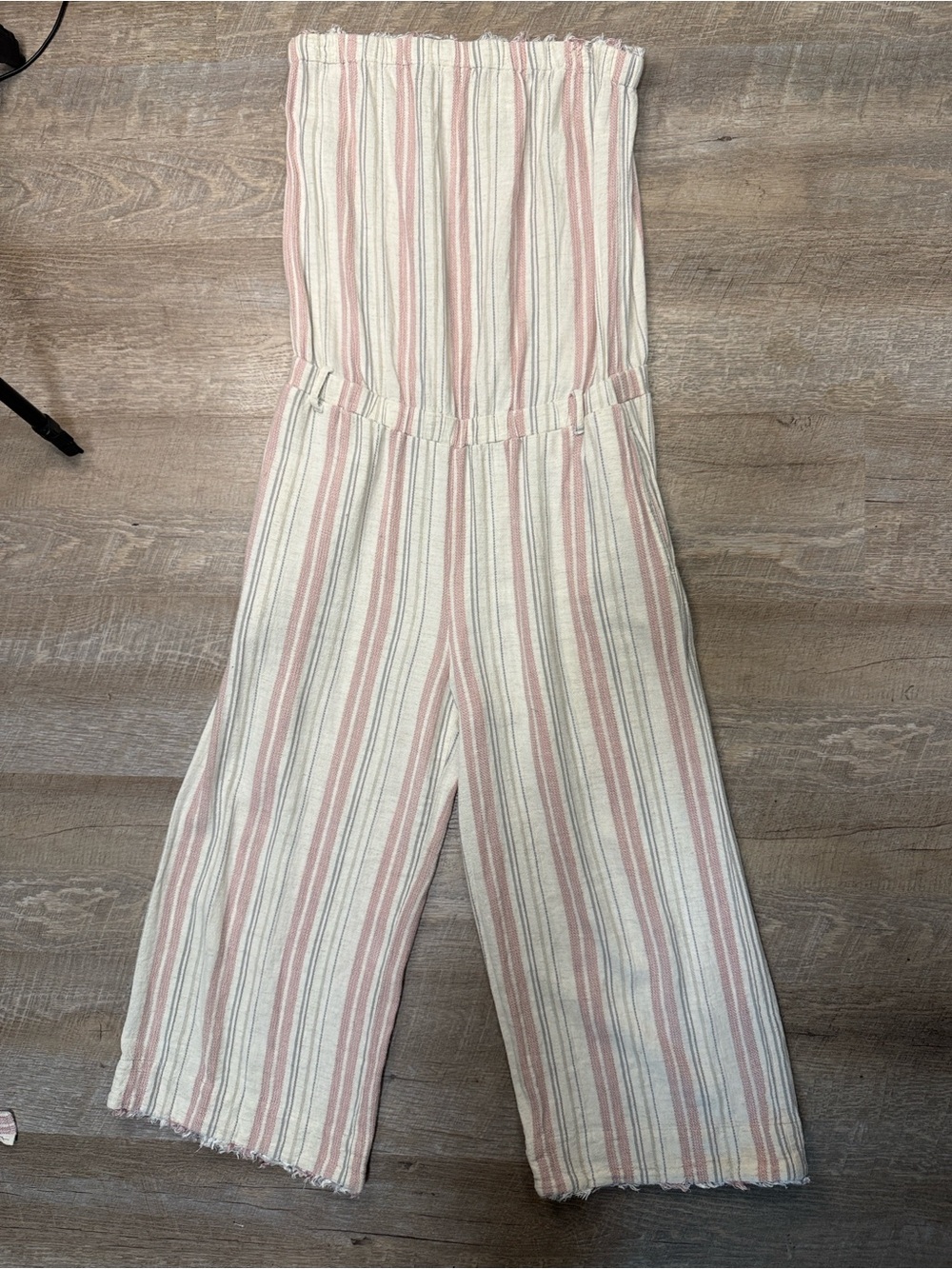 cloth & stone Strapless Striped Jumpsuit in Pink and Cream